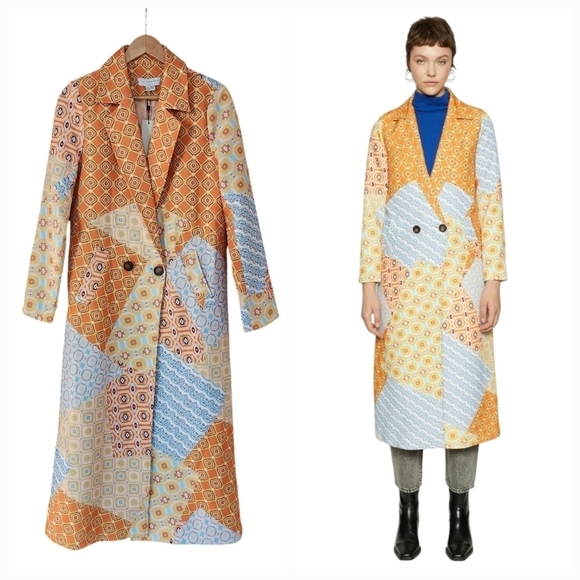 Never Fully Dressed Patchwork Long Coat Jacket - Picture 3 of 15